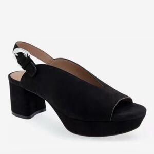 AEROSOLES Black Slingback Block Heel Shoes